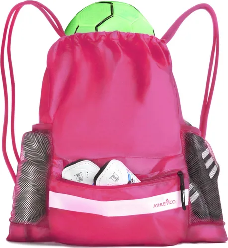 Vista 11 de Athletico Bolsa de fútbol con cordón: mochila de fútbol para niños o niñas también puede llevar baloncesto o voleibol