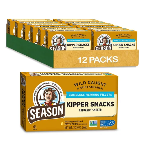 Vista 9 de Season Peppered Kipper Snacks – Filetes de arenque deshuesados, ahumados naturalmente, capturados en la naturaleza, aperitivos keto, sin OMG