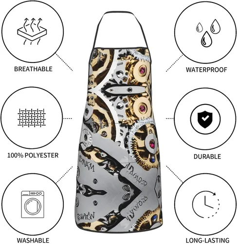 Vista 8 de Cool Steampunk Gears Apron,Printed Apron, Chef Pron,Home Cooking Apron