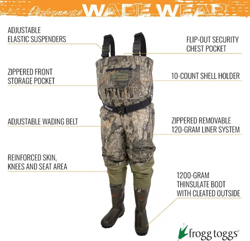 Vista 7 de FROGG TOGGS Vadeador de pecho para hombre Grand Refuge 2.0 de tamaño regular transpirable y aislado
