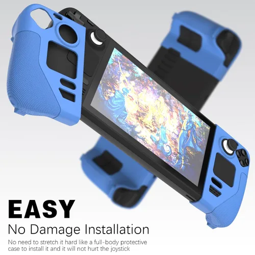 Vista 2 de Funda protectora de silicona compatible con Steam Deck, funda con mango de textura antideslizante para cubierta de vapor, cubierta anticolisión