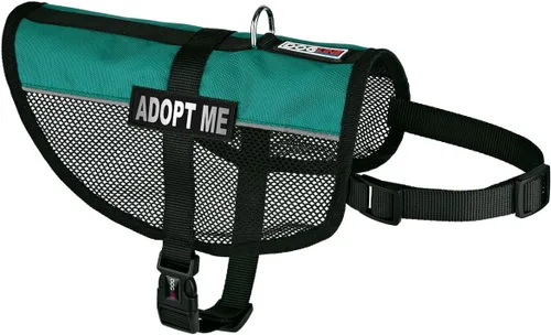 Vista 37 de Dogline MaxAire - Chaleco de malla para perros de 13 a 16 pulgadas y 2 parches extraíbles Adopt Me, talla S, color negro