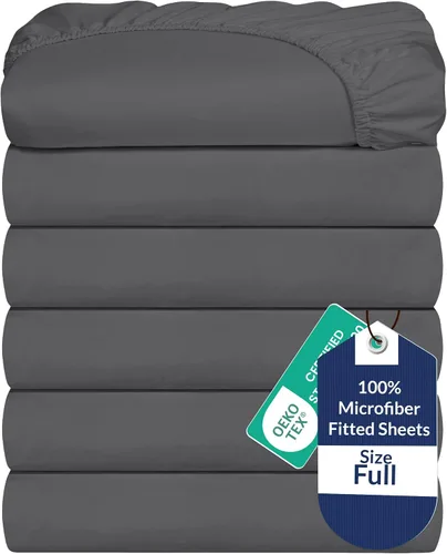 Vista 22 de Royale Linens Paquete de 2 sábanas bajeras, sábanas elásticas, sábana bajera individual, suave y transpirable, microfibra cepillada de 1800