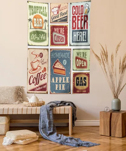 Vista 55 de Lunarable Tapiz de los años 90, historia inspirada en el arte pop, ilustración temática de baile de celebración, decoración de tela para colgar