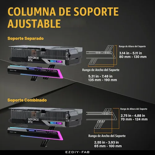 Vista 5 de EZDIY-FAB Soporte Abrazadera para GPU ARGB de 5V, Refuerzo de Soporte para Tarjeta Gráfica GPU, Soporte para Tarjeta de Video, Estructura