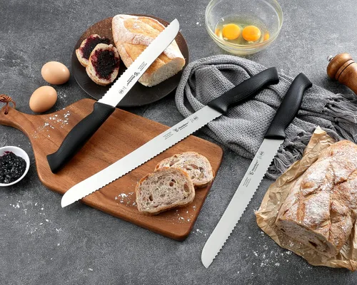 Vista 6 de Cuisine Pro - Cuchillo de pan dentado de 10 pulgadas, acero inoxidable de alta calidad, con borde ondulado, cuchillo de hoja afilada para pan, apto