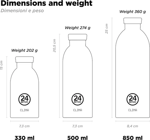 Vista 4 de 24Bottles Clima Bottle - Botella de agua aislada, 11.2 fl oz/16.9 fl oz/28.7 fl oz, 100% hermética reutilizable