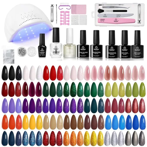 Vista 19 de Beetles - Kit de esmalte de uñas de gel con luz UV, 20 colores, juego de 31