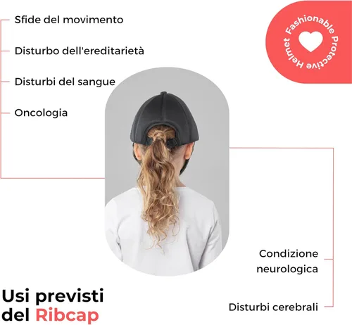 Vista 4 de Casco médico para niños Gorra de béisbol con correa para la barbilla Casco suave para epilepsia Casco protector para convulsiones Moda y sin
