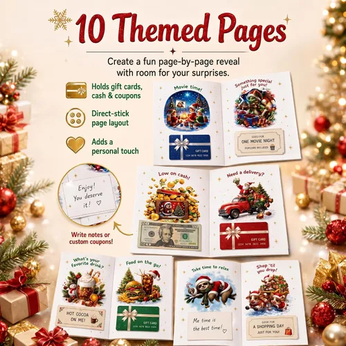 Vista 3 de Christmas Gift Card Book Spiral Bound Holder, 10 Pages，3PCS-A
