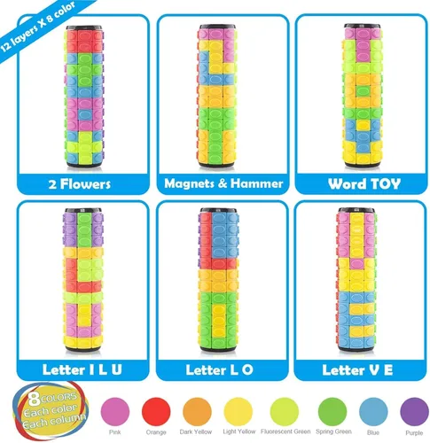 Vista 3 de R.Y.TOYS Juguete para ansiedad, rompecabezas de cubo mágico, rompecabezas de cerebro para adultos, juego de mano inquieto de lógica giratoria