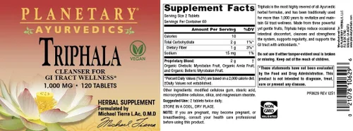 Vista 5 de Ayurvédicos planetarios Triphala 1000mg - 120 Tabletas