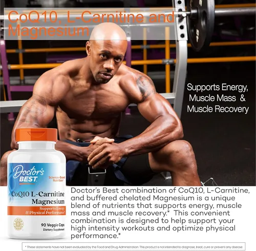 Vista 5 de Doctor's Best CoQ10 L-carnitina suplemento de magnesio – Apoyo de energía y ejercicio para hombres y mujeres, coenzima fermentada naturalmente Q10