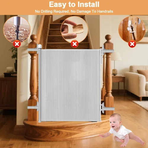 Vista 2 de Kit de adaptador de barandilla para puerta de bebé, kit de montaje de 2 piezas de puerta de escalera, accesorios de montaje sin taladrar