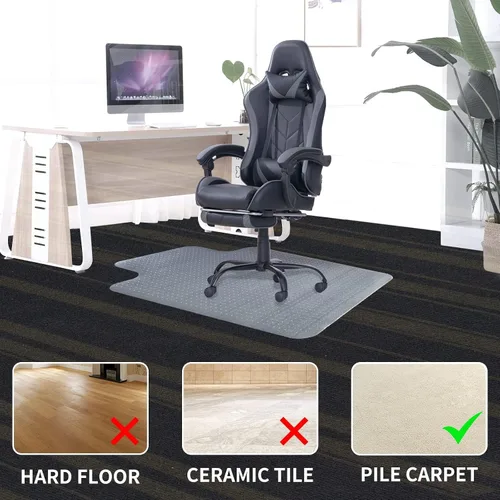 Vista 2 de Alfombrilla protectora para silla para suelo alfombrado con labio, protector de alfombra de PVC de 47 x 36 pulgadas para alfombras de pelo corto
