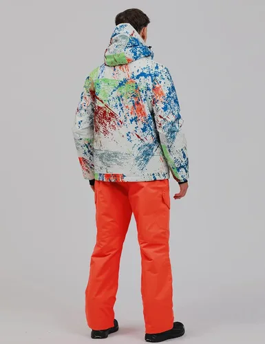 Vista 4 de YEEFINE Traje de esquí para hombre, chaqueta de esquí y pantalones, impermeable, traje de nieve para exteriores, cálido invierno, chaquetas