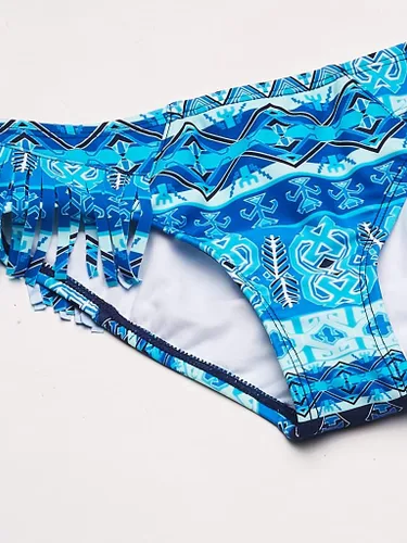 Vista 5 de Kanu Surf Mahina bikini halter de 2 piezas para niñas, traje de baño para playa mahina azul