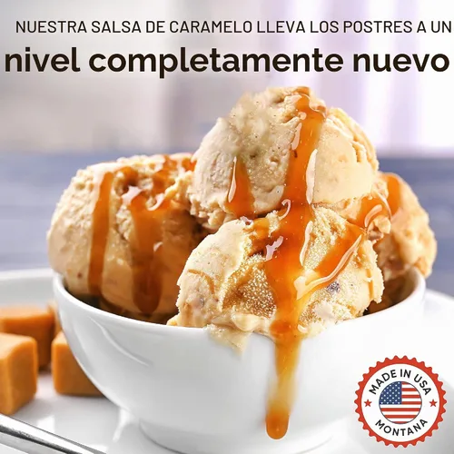 Vista 5 de King's Cupboard Salsa de Caramelo Bourbon - La Salsa Perfecta para Helado, Dip de Frutas, Cobertura de Postres, Llovizna de Caramelo para Café - Sin