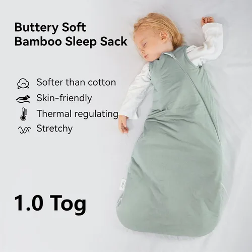 Vista 2 de BubblePanda - Saco de dormir de rayón hecho de bambú, 12-18 meses Sacos de dormir suaves, saco de dormir para bebés, cremallera de 2 vías, manta