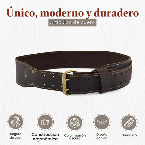 Vista 4 de Style n Craft - 3" Wide, Long, Tapered Full-Grain Oiled Leather Work Belt, Durable, Stylish and Rugged, available in 3 sizes