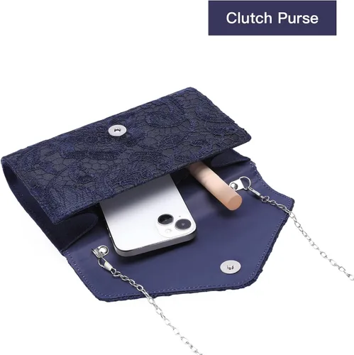 Vista 6 de Bolso de mano de encaje para mujer, bolso cruzado de noche, boda, formal, fiesta, elegante, sobre