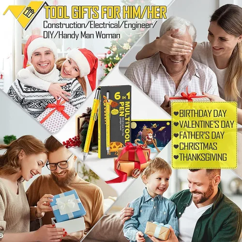 Vista 2 de Calcetines de regalo para hombres, papá-herramientas de construcción multiherramienta, herramienta de bolígrafo para mujeres y hombres, ideas