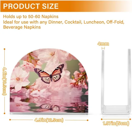 Vista 3 de Napkin Holder Streamside Butterfly Napkin Holders for Tables, Clear Acrylic Napkin Holders Cocktail Napkin Holder for Kitchen Restaurant Bar Home
