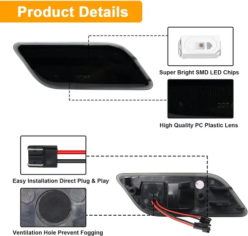 Vista 5 de Luces LED de posición laterales compatibles con Clase E W207 C207 A207 E350 E550 Coupé Convertible 2010-2013, lámparas de marcador de guardabarros