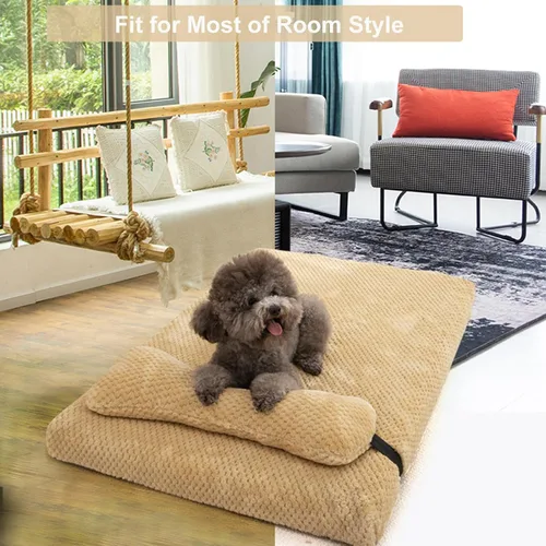 Vista 7 de Cama para perros con almohada para perros pequeños, cama ortopédica para perros con funda extraíble, alfombrilla lavable para mascotas de hasta 5
