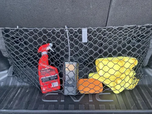 Vista 3 de Red de carga organizadora de maletero para Honda Civic 2017-2026 – Red de carga estilo sobre para Hatchback – Organizador de maletero de coche