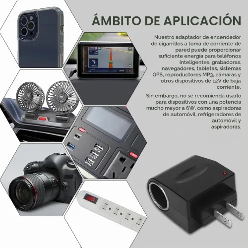 Vista 6 de Convertidor de CA a CC, Adaptador de Encendedor de Cigarrillos a Enchufe de Pared, Accesorios para Coche para Transformador de Suministro