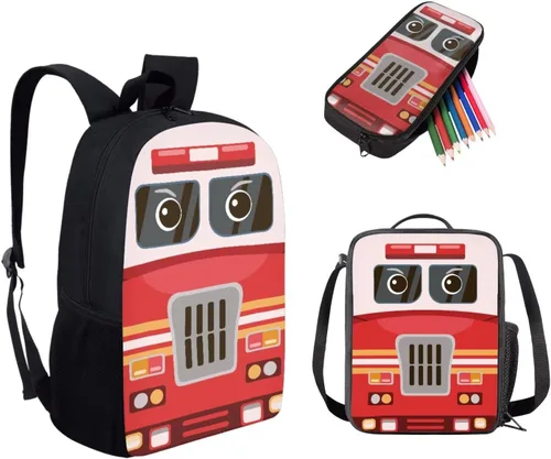 Vista 88 de HUGS IDEA Juego de 3 bolsas escolares con aislamiento térmico para el almuerzo, estuche para lápices