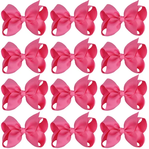 Vista 3 de Lazos para el cabello de 4 pulgadas para niñas y bebés, 12 unidades, color sólido (verde manzana)