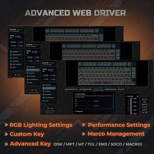 Vista 9 de RK ROYAL KLUDGE 75% HE Mechanical Gaming Keyboard Wired Hall Effect Magnetic Compact Keyboard with Rapid Trigger 8000Hz Polling Rate Hot Swappable