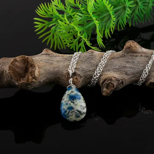 Vista 5 de Collar con colgante de piedras preciosas naturales, cristales curativos, delicadas piedras de lágrima, joyería bohemia hecha a mano, piedra