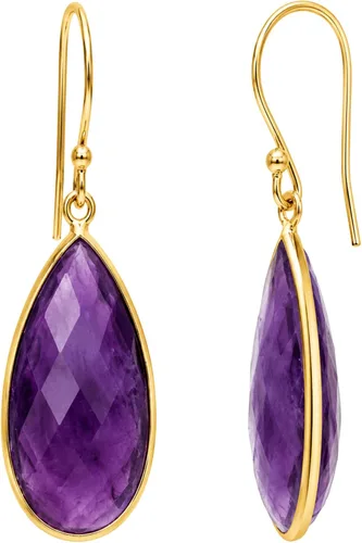 Vista 28 de Gempires - Aretes largos de gota con piedras preciosas facetadas para mujer