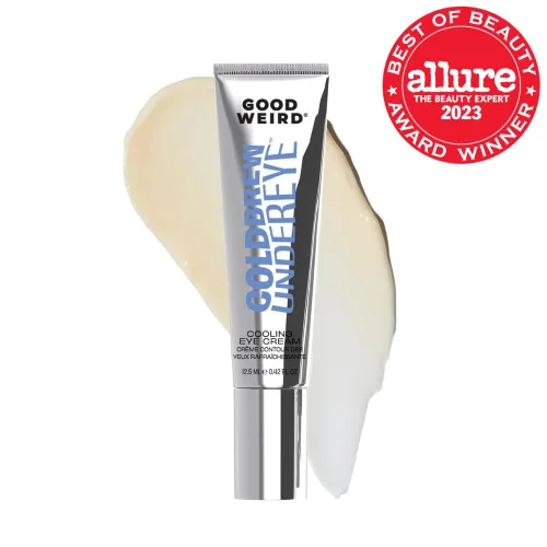 Vista 2 de GOOD WEIRD Cold Brew Undereye - Crema de suero vegano con cafeína para debajo de los ojos para ojeras y arrugas, para hombres y mujeres, brillo