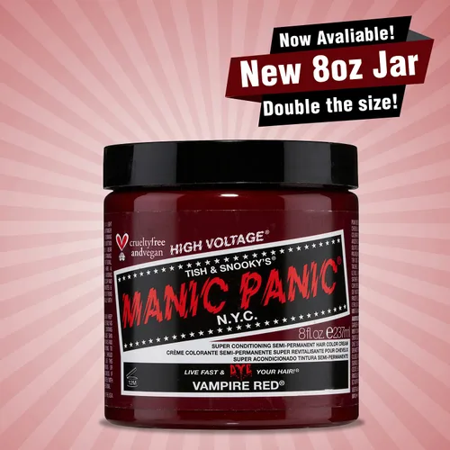 Vista 2 de MANIC PANIC Vampire - Tinte para el cabello Classic High Voltage semipermanente rojo sangre, vegano, sin PPD ni amoníaco (8 onzas)