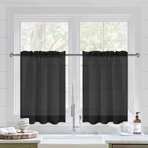 Vista 151 de DWCN Cortinas Transparentes Aqua de Voile Semitransparente con Bolsillo para Barra para Dormitorio y Sala de Estar, 36 x 36 pulgadas de Largo, Juego