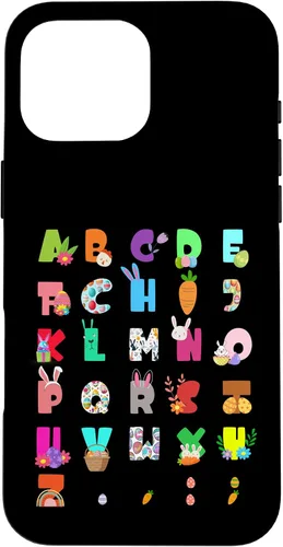 Vista 19 de Cute Alphabet Funny Easter Day ABC Letters Egg Rabbit Case for iPhone 17