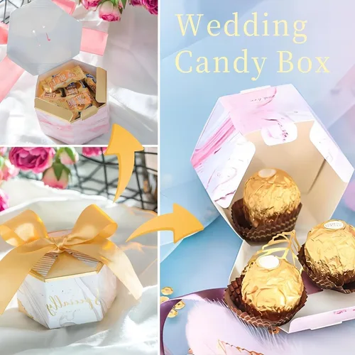 Vista 5 de Zerodis Cajas de recuerdos de fiesta de boda, 30 cajas de dulces con cinta para compromiso, despedida de soltera, baby shower, cumpleaños