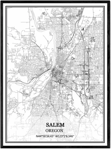 Vista 8 de TANOKCRS Milwaukie Oregon USA America Map - Póster impreso en lienzo sin marco, moderno mapa blanco y negro, regalo de recuerdo, decoración