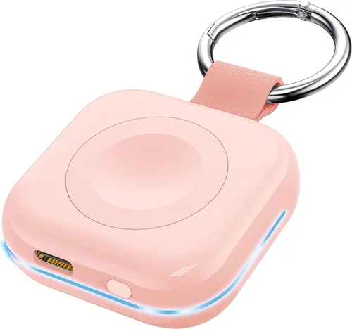 Vista 13 de HUOTO - Cargador portátil para Apple Watch, cargador magnético inalámbrico para iWatch de 1200 mAh, batería externa para viajes, llavero