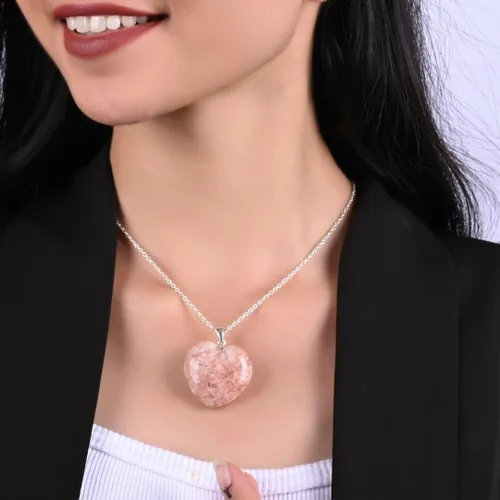 Vista 22 de Gempires Love - Collar con colgante de cristal de corazón para mujer, chapado en plata, cadena ajustable de 18 + 2 pulgadas