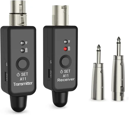 Vista 10 de Sistema de micrófono inalámbrico A11, transmisor y receptor XLR de 2.4 GHz para micrófono dinámico, mezclador de audio, sistema PA, rango de 100