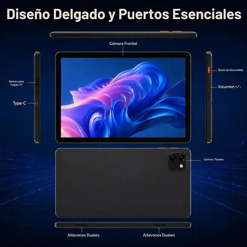 Vista 7 de Tablet Android 15 de 10.1 pulgadas, Octa-core 12 GB de RAM + 64 GB + Negro