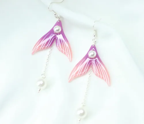 Vista 2 de Genshin Impact Earrings - Venti's Cecilia Flower & Kokomi Mermaid Earrings Ideal for Women Girls Daily Wear Anime Cosplay Jewelry Costume Props