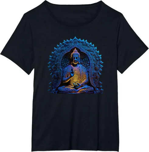 Vista 74 de Estatua de Buda Yoga Budismo Zen Buddhism Meditation T-Shirt Negro
