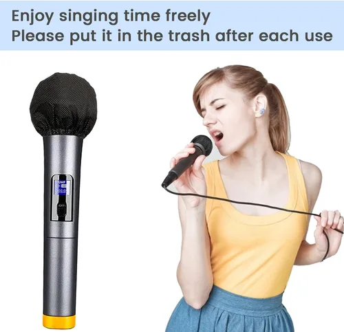 Vista 6 de SUNPRO 100 fundas desechables para micrófono, parabrisas sanitario no tejido para micrófono con banda de alta elasticidad, filtro pop acústicamente