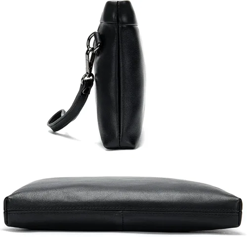 Vista 3 de NIUCUNZH - Bolso de mano para hombre (piel de vacuno, tamaño grande)